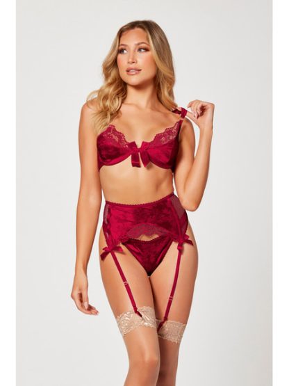SEVEN TIL MIDNIGHT - 3 PIECE JACQUARD BRA BELT AND PANTY SET