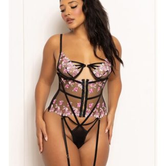SEVEN TIL MIDNIGHT - MULTICOLOURED EMBROIDED FLORAL GALLOON LACE TEDDY