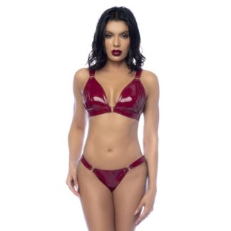 MAPALE - WET LOOK VINYL 2 PIECE SET GLOSS WINE