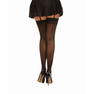 DREAMGIRL - SHEER THIGH HIGHS WITH BACK SEAM BLACK