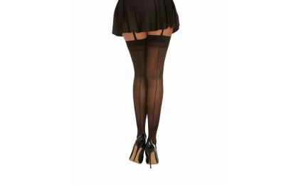 DREAMGIRL - SHEER THIGH HIGHS WITH BACK SEAM BLACK
