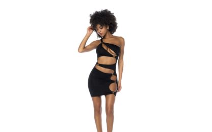 MAPALE - ASYMMETRICAL CUT OUT DRESS WITH RING DETAILS