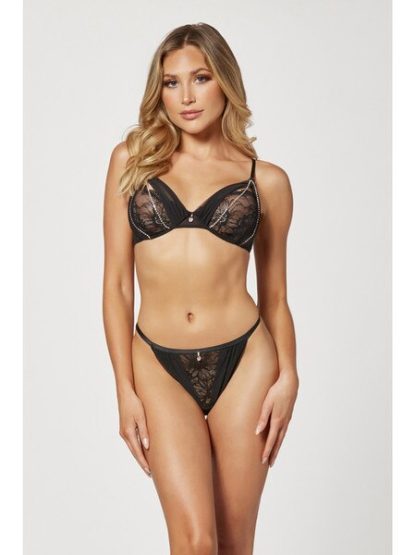 SEVEN TIL MIDNIGHT - 2 PIECE MESH AND RHINESTONE BRA SET