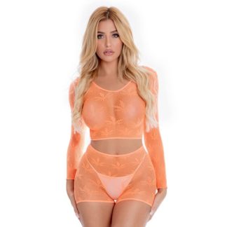 PINK LIPSTICK - LEAF IT TO ME SHORT SET ORANGE