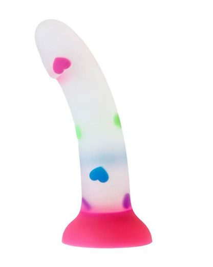 NOOD COLOURS - LOVE HEART CONFETTI SILICONE DILDO-FOIL BAG